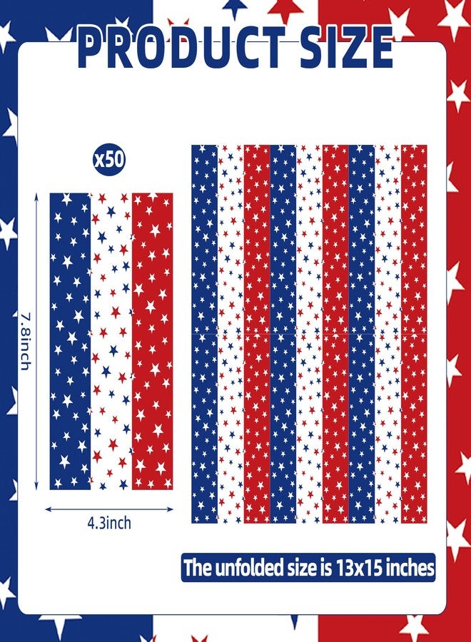 Merriva 50 Count Red White Blue Star Paper Napkins, Patriotic Disposable Cocktail Beverage Napkins for 4th of July, Memorial Day, Veterans Day, Labor Day, and American Flag Party Decorations - Image 2